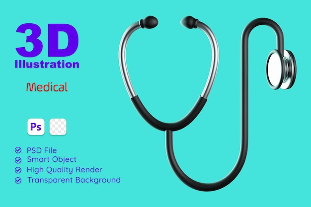 3D Rendering Illustration Icon Healthcare Medical Healthy Icons Stethoscope