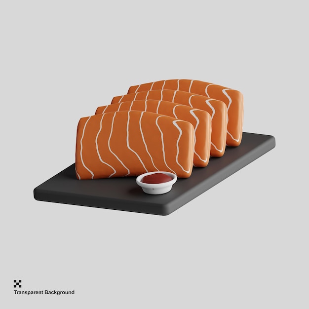 Illustrazione della rappresentazione 3d del sashimi giapponese