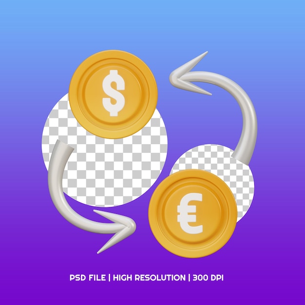 PSD 3d rendering illustration money exchange