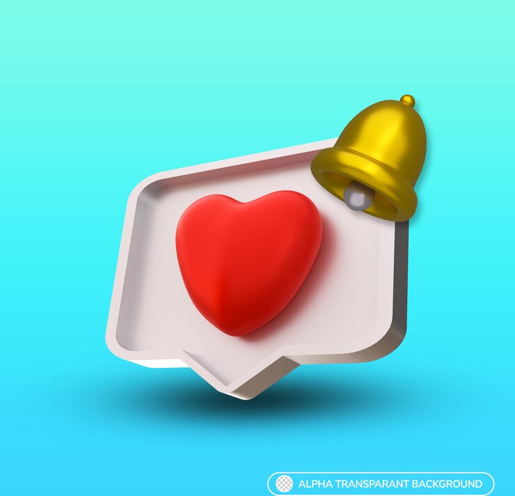 PSD 3d rendering illustration notifaction icon social media