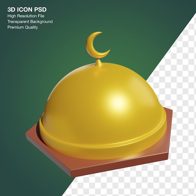 3d rendering illustration of Ramadan dome shape icon