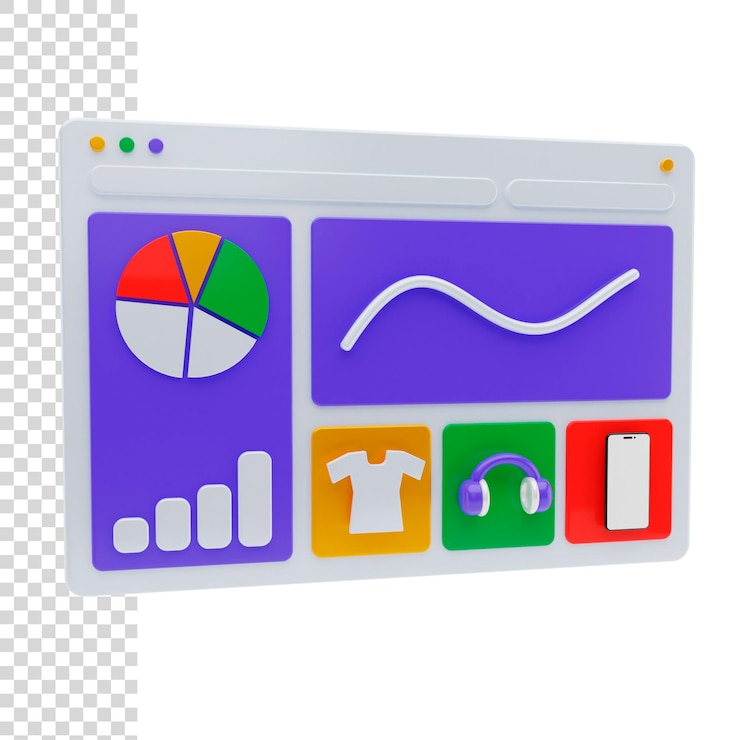 PSD 3d rendering or illustration shopping analysis