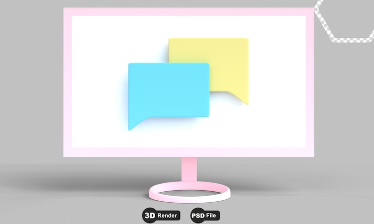 PSD 3d rendering illustration of speech bubble with blank white for notification or chat