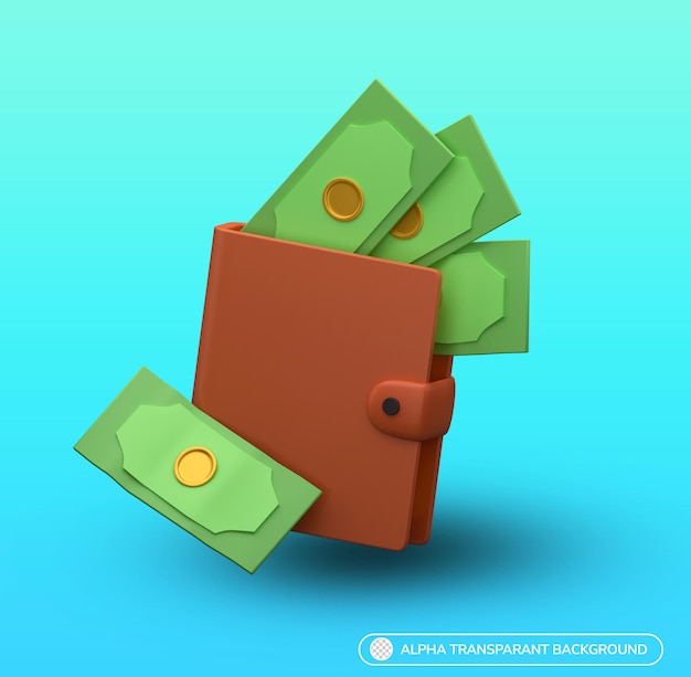 PSD 3d rendering illustration wallet icon