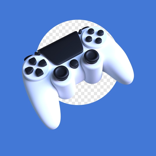 PSD 3d rendering illustration of a white game controller