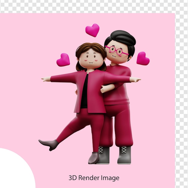 PSD a 3d rendering image of a couple hugging each other