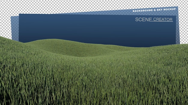 A 3d rendering image of grassed hill nature scenery