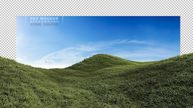 A 3d rendering image of grassed hill nature scenery