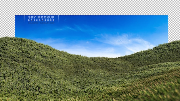 PSD a 3d rendering image of grassed hill nature scenery