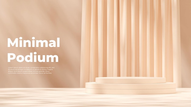 3d rendering image mockup template stack podium in landscape layout with curtain background