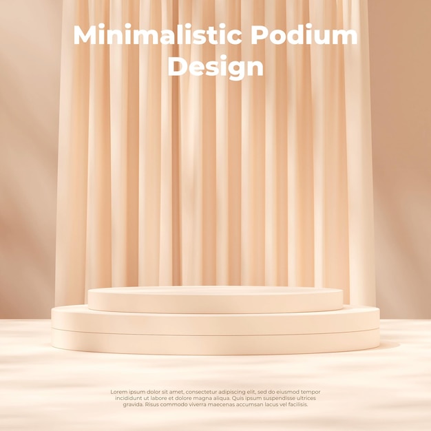 3d rendering image mockup template stack podium in square layout with curtain background