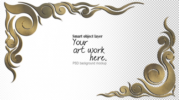 PSD a 3d rendering image of thai pattern frame on a white background