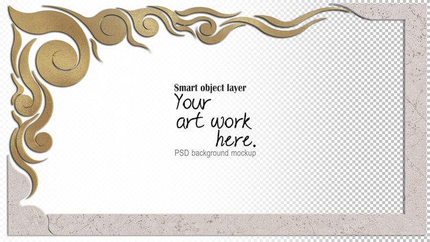 PSD a 3d rendering image of thai pattern frame on a white background