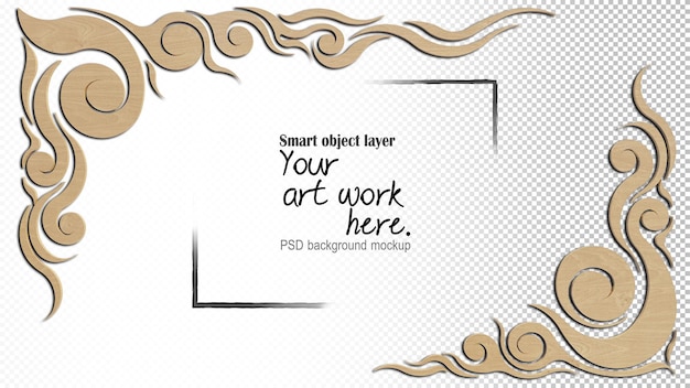 PSD a 3d rendering image of thai pattern frame on a white background