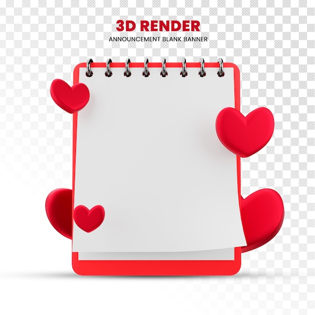 PSD 3d rendering important announcement on transparent background