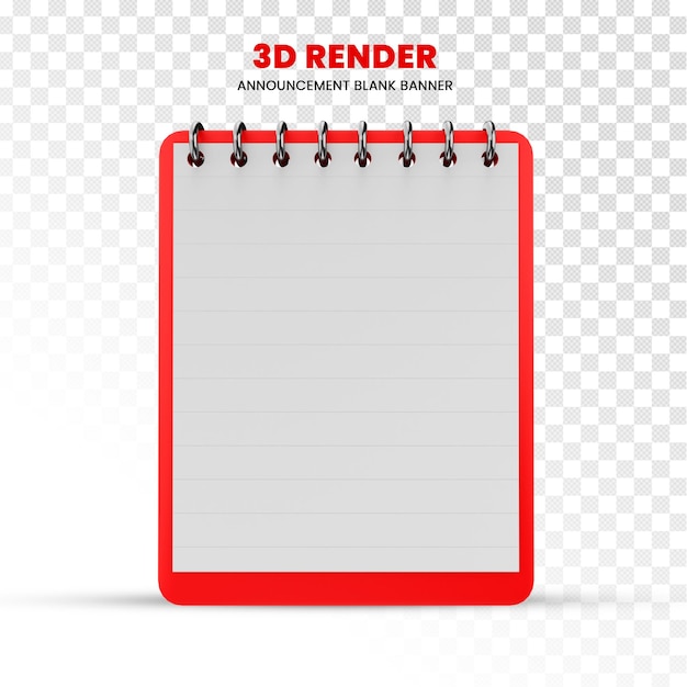 PSD 3d rendering important announcement on transparent background