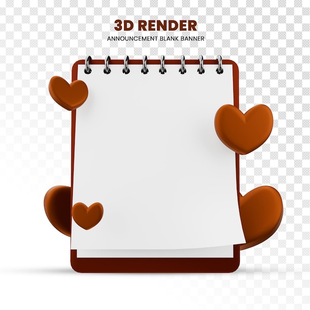 PSD 3d rendering important announcement on transparent background