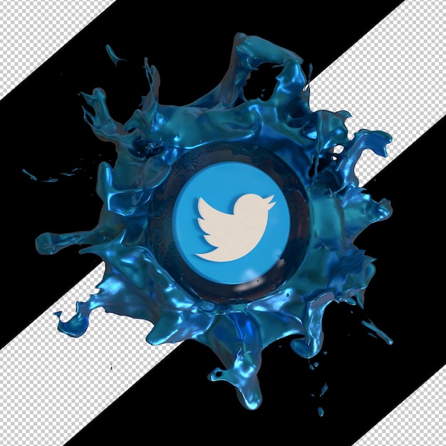 3D-rendering in vloeibare twitter social media icon