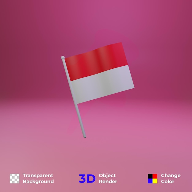 3d rendering of indonesian flag psd