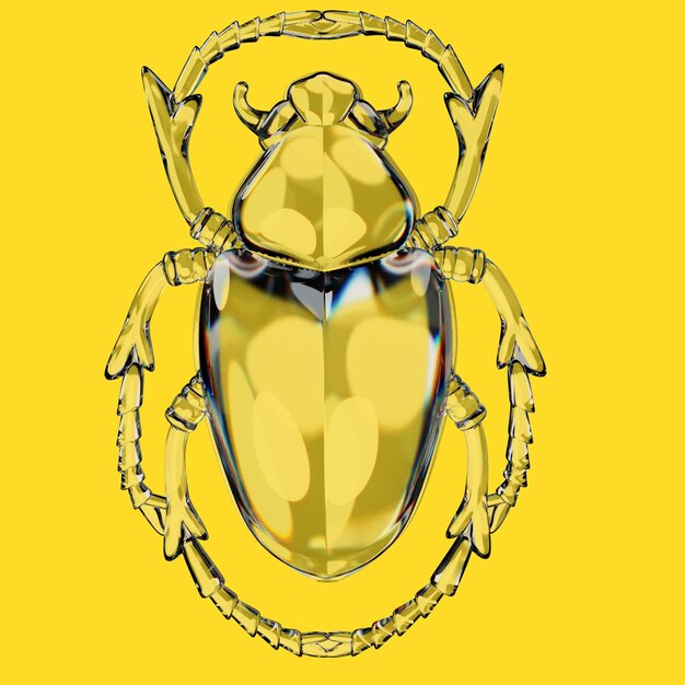 PSD 3d rendering insect glass