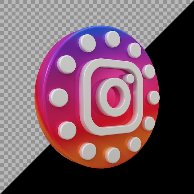 PSD 3d rendering of instagram icon