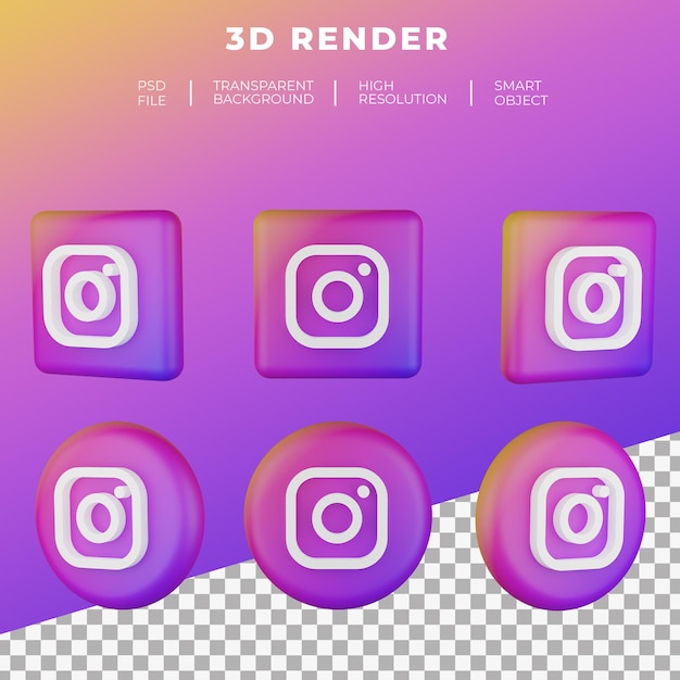 3d 렌더링 Instagram 로고 절연