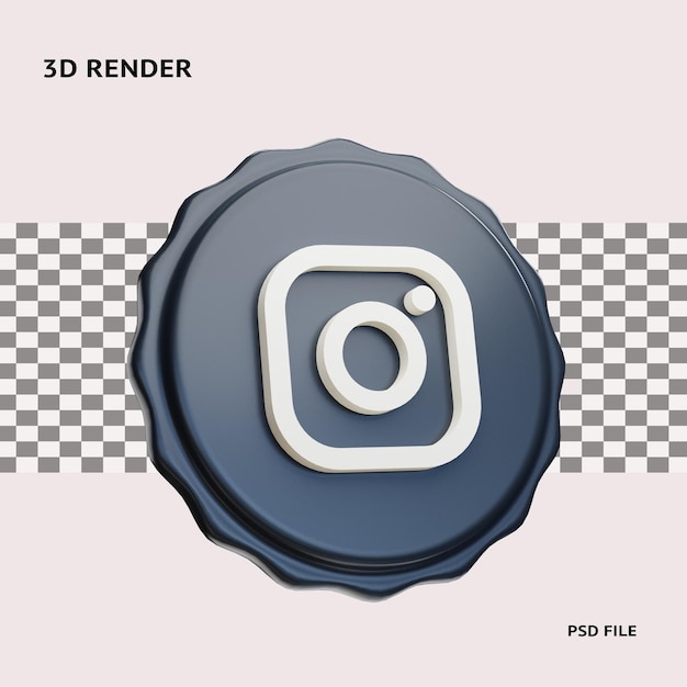 3d-rendering instagram pictogram illustratie object met transparante achtergrond