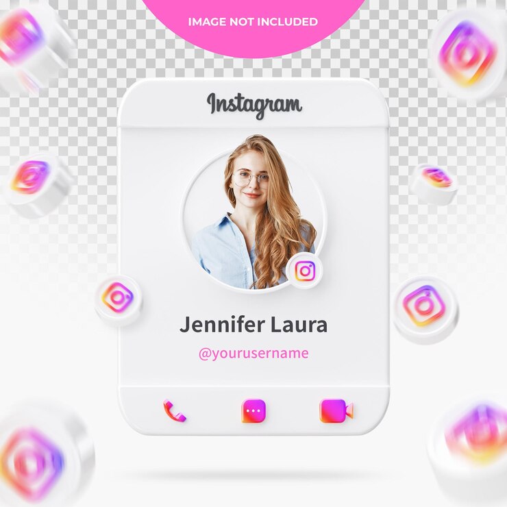 PSD 3d-рендеринг коллекций профилей instagram