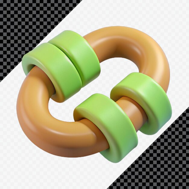 3D Rendering Interlocking Rings Abstract Design z zielonym i pomarańczowym