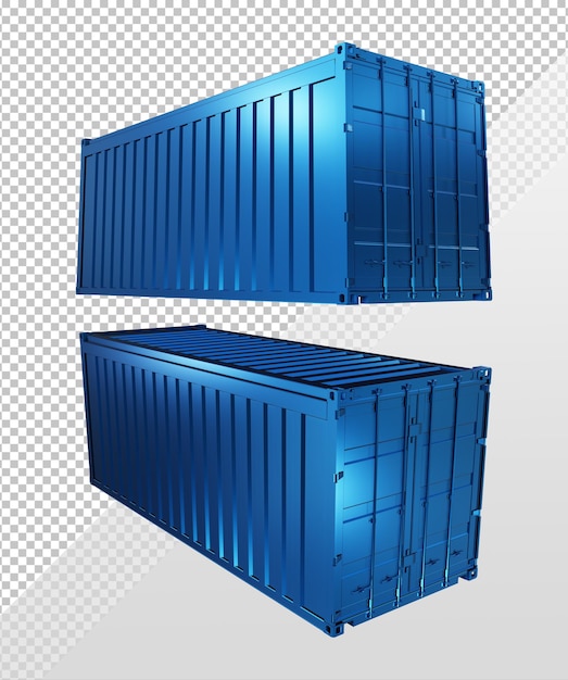 3d-rendering intermodale zeecontainer perspectief weergave