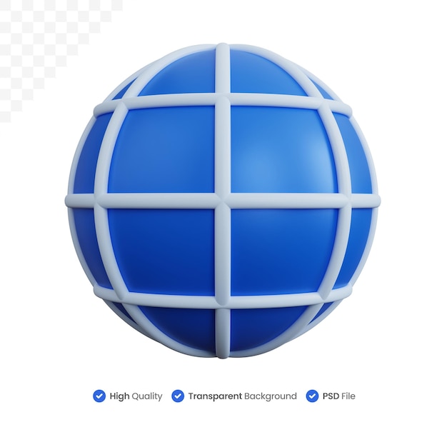 PSD 3d rendering internet globe isolated