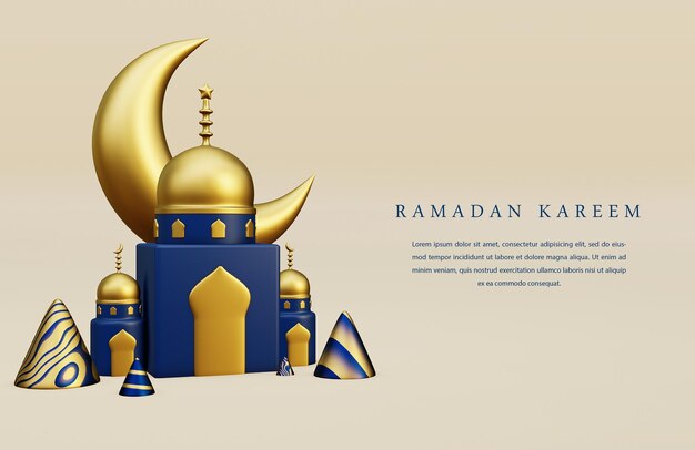 3d rendering islamic ramadan banner greetings