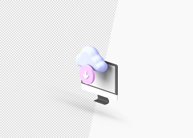 3d rendering isolated cloud computing concept