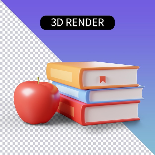 PSD 3d rendering isolated icons about reading books