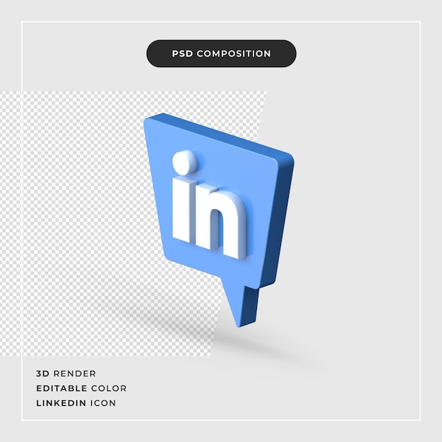 PSD 3d визуализация изолированных значок linkedin