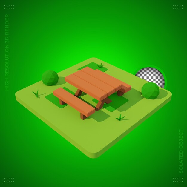 3d Rendering Isolated Tables And Chairs In The Middle Of The Grass