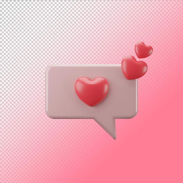 3d rendering of isolated valentine icon concept