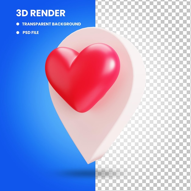 3d rendering isolato san valentino cuore speciale posizione icona illustrazione concept