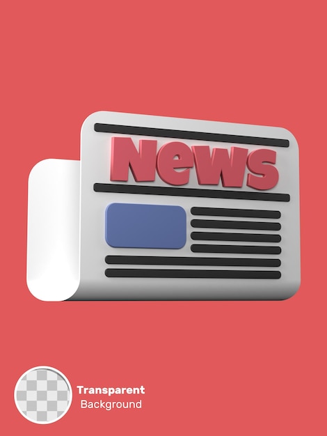 3d rendering of an isometric newspaper blog illustration object on a transparent background