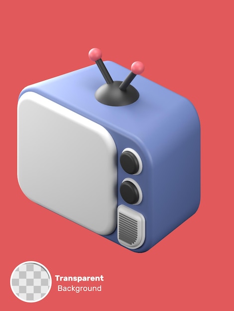 3d rendering of an isometric television illustration object on a transparent background