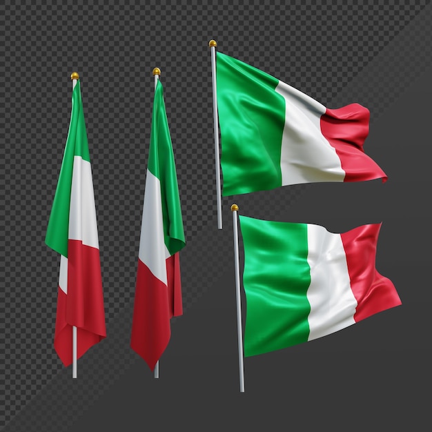 PSD 3 d レンダリング イタリア ヨーロッパ フラグはためくし、なびかない