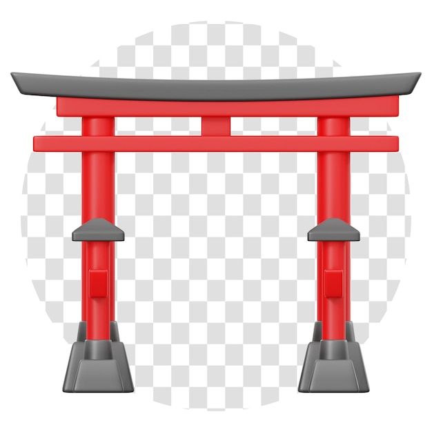 3d-rendering japanse torii gate 3d-pictogram isoleren transparante achtergrond 3d