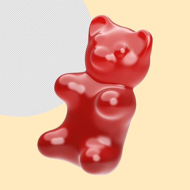 PSD rendering 3d dell'icona dell'orso di gelatina isolata su sfondo chiaro