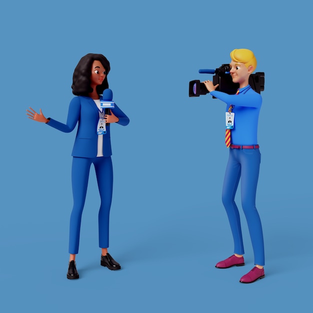 PSD 3d rendering of journalist character