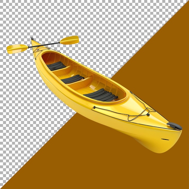 PSD rendering 3d di una barca da pesca in kayak su uno sfondo trasparente