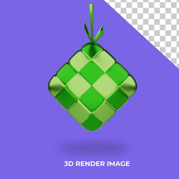 3d rendering ketupat islamic food glossy