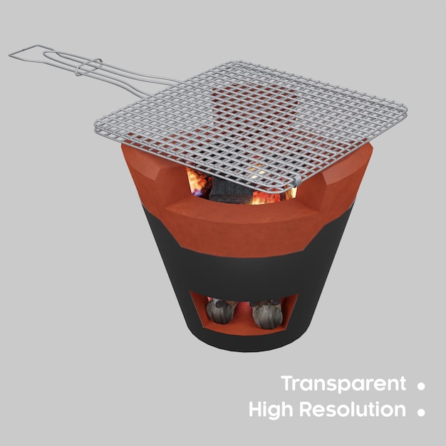 PSD 3d 렌더링 가마 및 그릴