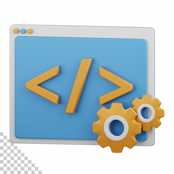 PSD 3d rendering kodowanie izolowane przydatne dla technologii, programowania, rozwoju, kodowania, oprogramowania, aplikacji, obliczeń, serwera i elementu projektowania połączenia