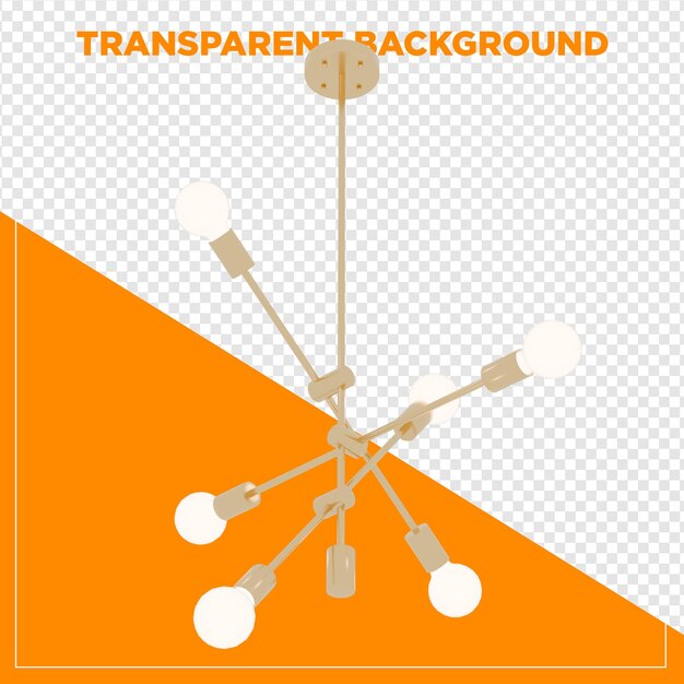 3d rendering kroonluchter hanger plafondlicht met doorzichtige achtergrond