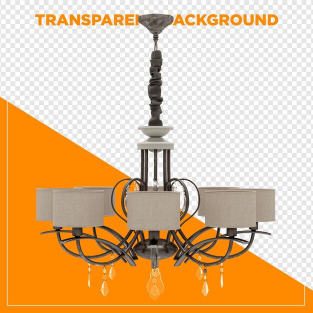 3d rendering kroonluchter hanger plafondlicht met doorzichtige achtergrond